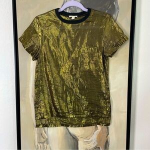 SILENCE + Noise Hi Low Metallic Gold Lame Shirt